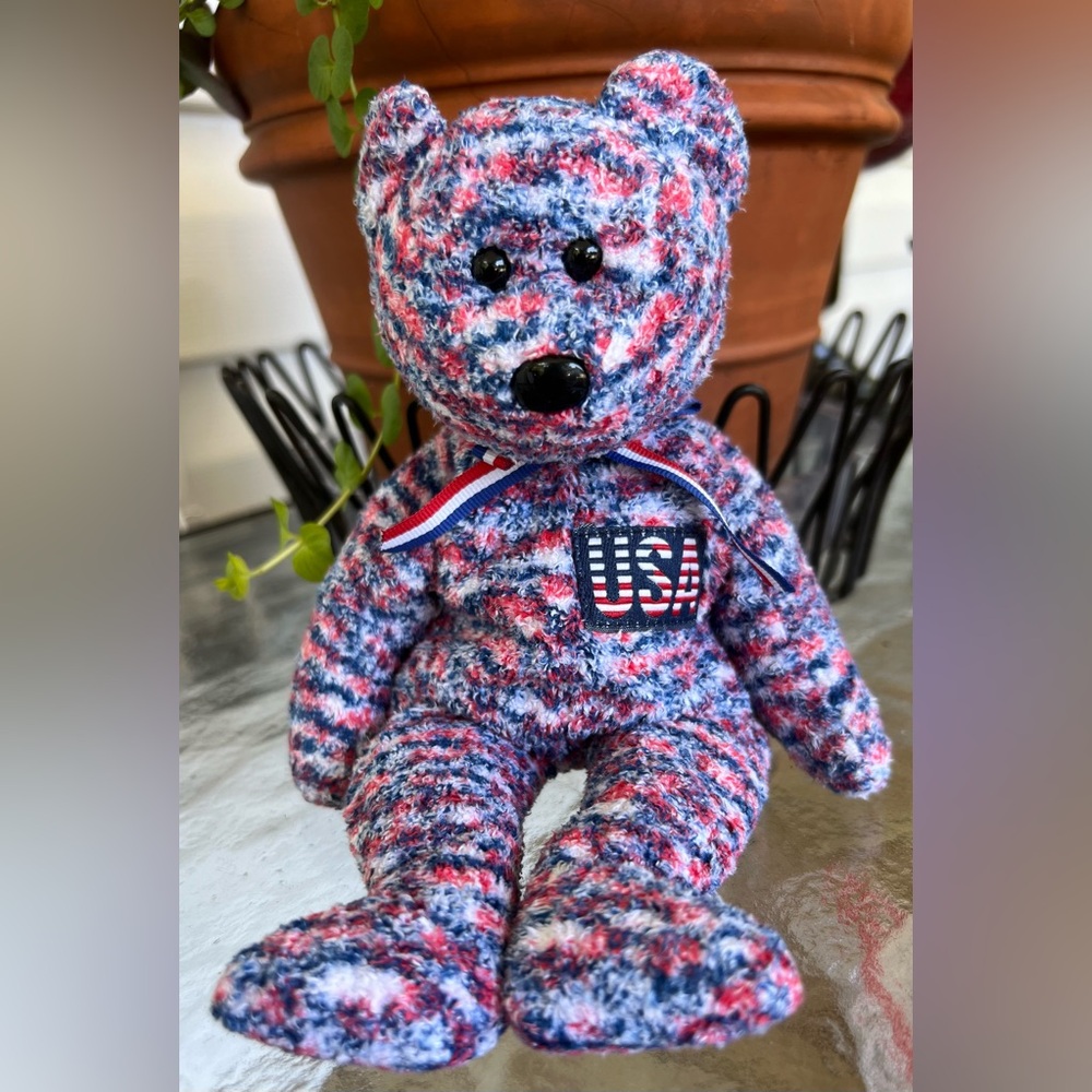 Vintage Rare Ty USA Beanie Baby 2000 Collectible wTag Patriotic Red, White, Blue